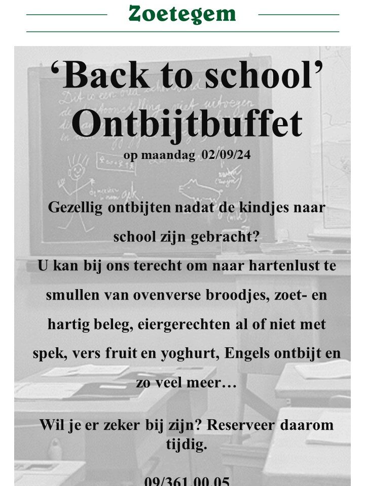‘Back To School’ Ontbijtbuffet